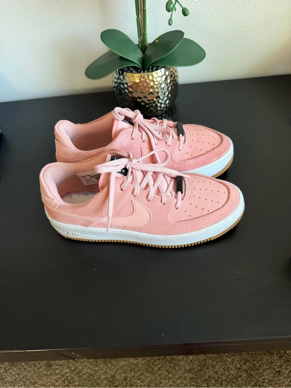 Nike Air Force 1 Sage Low — Coral Pink Platform Sneaker - Picture 4 of 7